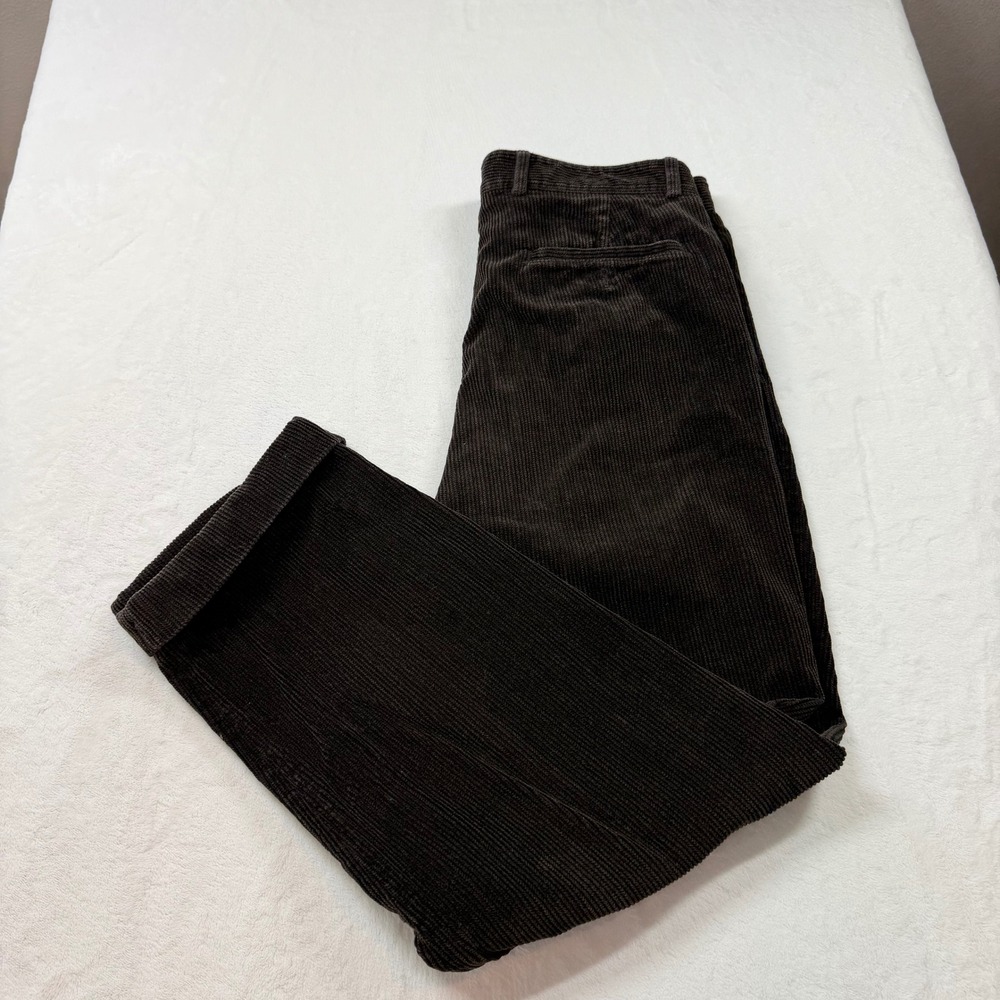 Consensus Corduroy Pants Mens 34x30 Brown Good Pleated Cuffed Cotton Trousers
